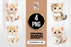 Cute Watercolor Baby Cat Clipart Sublimation PNG Product Image 1