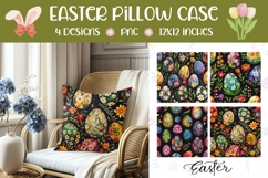 Easter Pillow Design, Cartoon Easter Eggs Sublimation Product Image 1