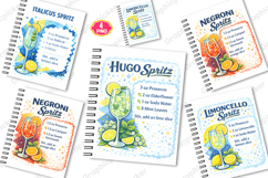 Cocktail Recipe Coaster PNG, Summer Cocktail Recipe Cards Product Image 4