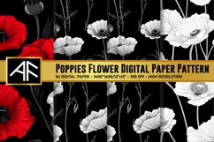 Poppies Flower Digital Paper Pattern Product Image 1