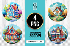 Colorful House Clipart Sublimation PNG Product Image 1