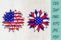 USA Sunflower 4th July SVG, American Flag SVG Product Image 1
