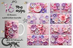 3 D papercut pink flowers | 16 Sublimation Mug designs, JPG Product Image 1