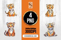 Cute Baby Tiger Watercolor Clipart Sublimation PNG Product Image 1