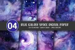 Blue Galaxy Space Digital Paper Product Image 1