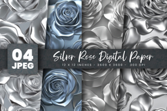 Silver Rose Digital Paper Product Image 1