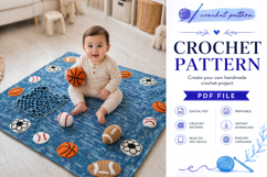 Sports Baby Blanket and Rattle Crochet Pattern PDF Product Image 1