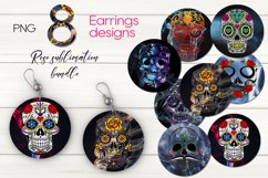 Gothic oil paint skull | Sublimation round earring bundle Product Image 1