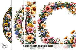 Floral wreath digital paper, background clipart Product Image 1