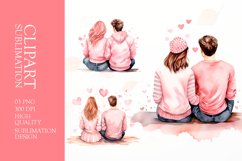 Watercolor Cute Couples, Valentines Day Clipart Sublimation Product Image 1