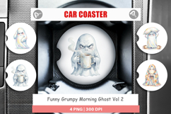 Funny Grumpy Morning Ghost Car Coaster Product Image 1