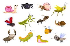 Cute Bugs Clipart, Hand Drawn Baby Insects Graphics Product Image 2