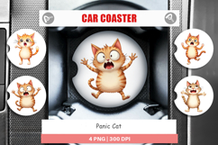 Car Coaster Panic Cat Product Image 1