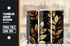 Golden and black 3d leaves tumbler wrap Product Image 1