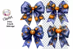 Halloween, Bows, Ephemera, PNG, watercolor, Clipart Product Image 1