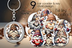 Coffee Gnome | 9 Car coaster &amp; key chain Christmas designs Product Image 1