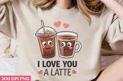 I love you a latte PNG, Retro Valentine Sublimation PNG Product Image 2