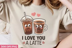 I love you a latte PNG, Retro Valentine Sublimation PNG Product Image 2