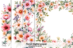 Floral digital paper, background clipart Product Image 1