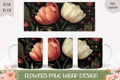 Cute Flowers Mug Wrap, Tulips Mug Template Product Image 1