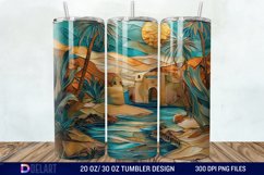 3D Tranquil Desert Oasis Stained Glass Tumbler Wrap Product Image 1