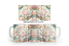 3D Flower Pastel Color Mug Wrap | Sublimation Coffee Cup Product Image 3