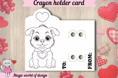 Valentine's cute Dog with heart Crayon Holder Card svg Product Image 2