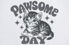 Vintage Funny Sarcastic Animal Pawsome Day PNG Product Image 2