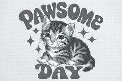 Vintage Funny Sarcastic Animal Pawsome Day PNG Product Image 2