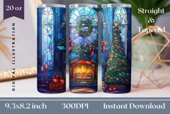 Stained Glass Christmas Fireplace Tumbler Wrap Design Product Image 1