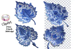 Blue Toile, Ephemera, PNG, Clipart, Junk Journal, flowers Product Image 1