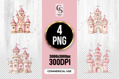 Pink Heart Princess Castle Clipart Sublimation PNG Product Image 1