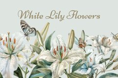 White Lily Flower Clipart, Watercolor Floral Wedding Product Image 1