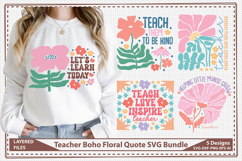 Teacher Boho Floral Quote SVG Bundle Product Image 1