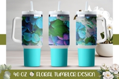 Blue Tumbler Wrap Design, Hydrangea 40 Oz Tumbler PNG Product Image 1