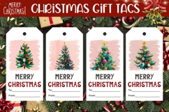 Pink Christmas Tree Gift Tags, Christmas Tags Printable Product Image 1