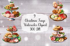 Christmas Trays Bundle- Watercolor Clipart- 9 PNG Designs Product Image 1