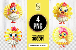 Cute Yellow Flower Bird Clipart Sublimation PNG Product Image 1