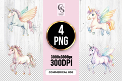 Watercolor Pastel Pegasus Unicorn Clipart Sublimation PNG Product Image 1