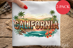 California State PNG, Vintage Coastal Sunset Sublimation Product Image 2