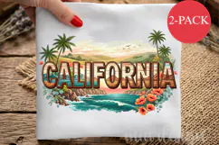 California State PNG, Vintage Coastal Sunset Sublimation Product Image 2