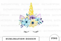 Watercolor Cute Unicorn png Product Image 1