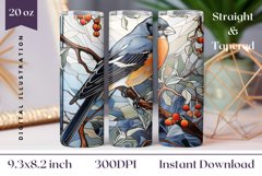 Stained Glass Snowbird Tumbler Wrap, Christmas Tumbler Wrap Product Image 1