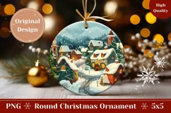 Cartoon Village Ornament Design, Winter Ornament Sublimation Product Image 1