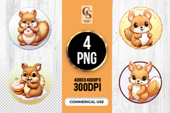 Cute Squirrel Holding Donut Clipart Sublimation PNG Product Image 1