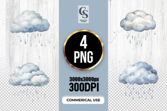 Rain Cloud Watercolor Clipart PNG Product Image 1