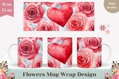 Watercolor Pink Roses Mug Sublimation, Floral Mug Design Product Image 1