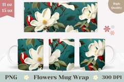 Floral Mug Wrap Sublimation, Flowers Coffee Mug PNG Product Image 1