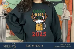 Cheers Beer 2025 SVG for Christmas and New Year's, Festive H Product Image 1