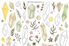 Watercolor crystals and plants clipart. Product Image 2
